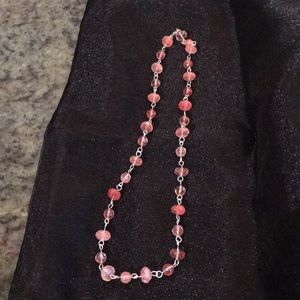 Cherry Quartz necklace silver 16”